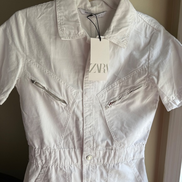 ZARA White Utility Romper - Size Small  new with tag - Picture 3 of 5